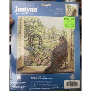 Janlynn 023-0336 Counted Cross Stitch Kit CAT Window Scene “ViewOf The Garden”